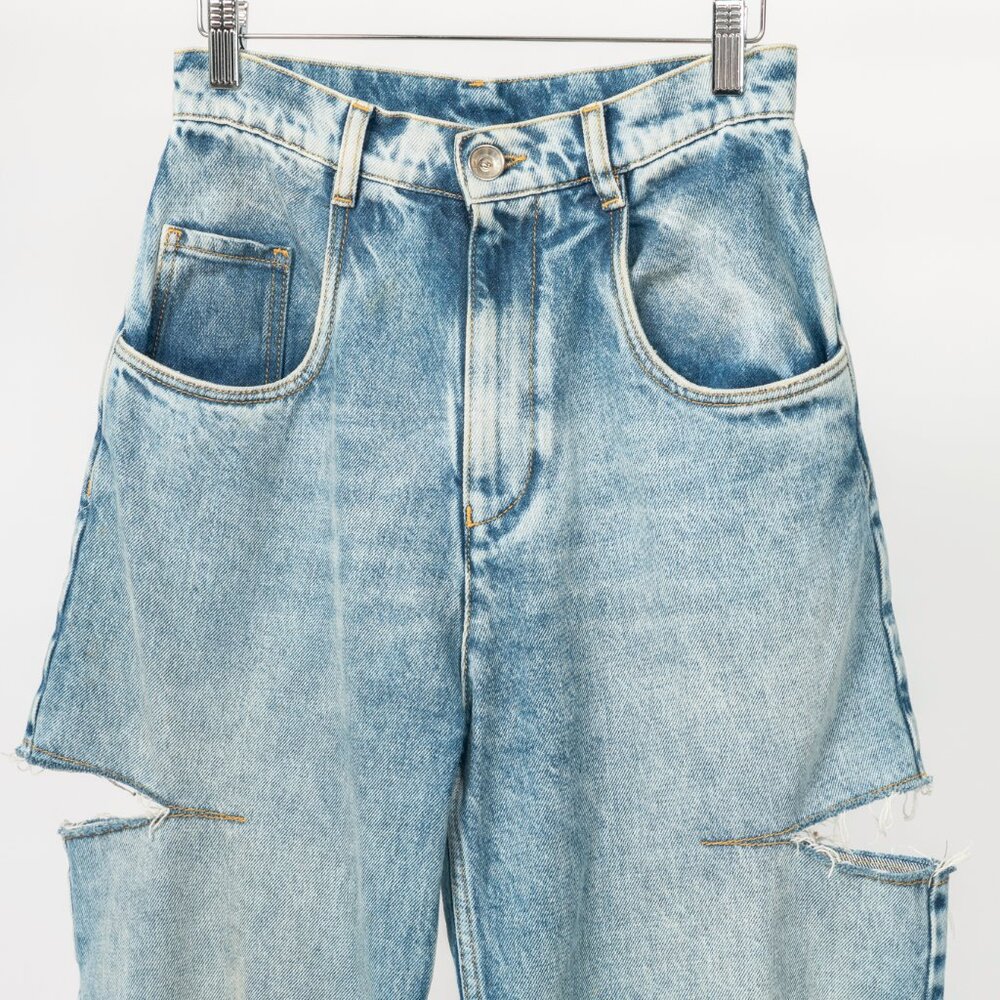 Maison Martin Margiela Light Blue Straight Leg Distressed Jeans - Picture 4 of 14